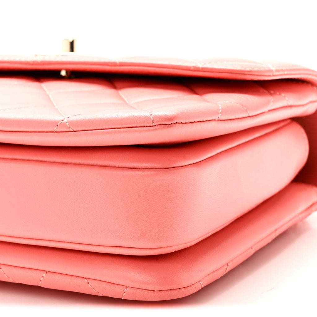 Lambskin Quilted Small Trendy CC Flap Dual Handle Bag Coral