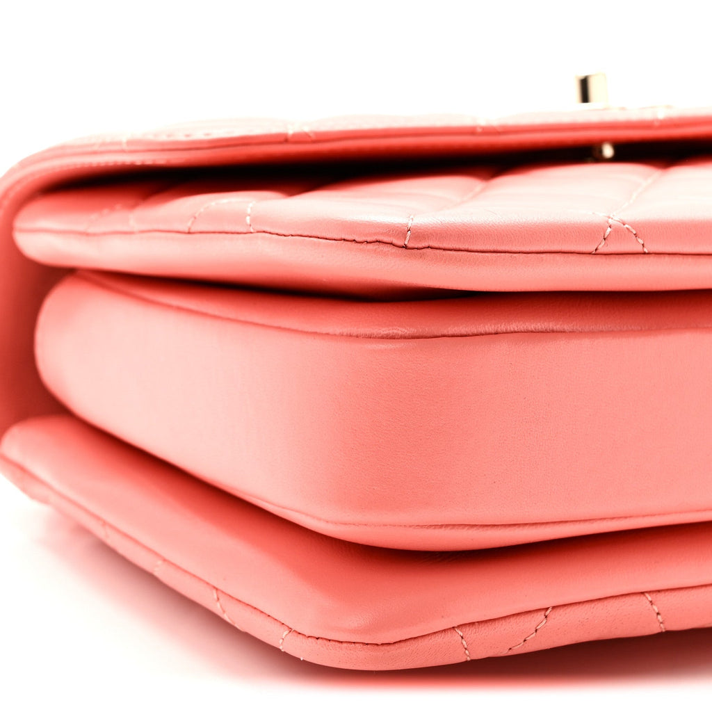 Lambskin Quilted Small Trendy CC Flap Dual Handle Bag Coral