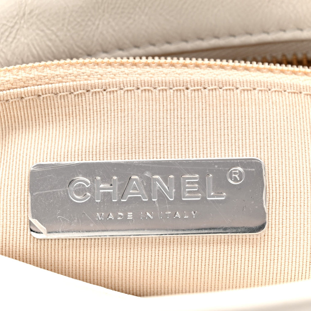 Calfskin Wool Felt Embossed Small Gabrielle Logo Hobo White