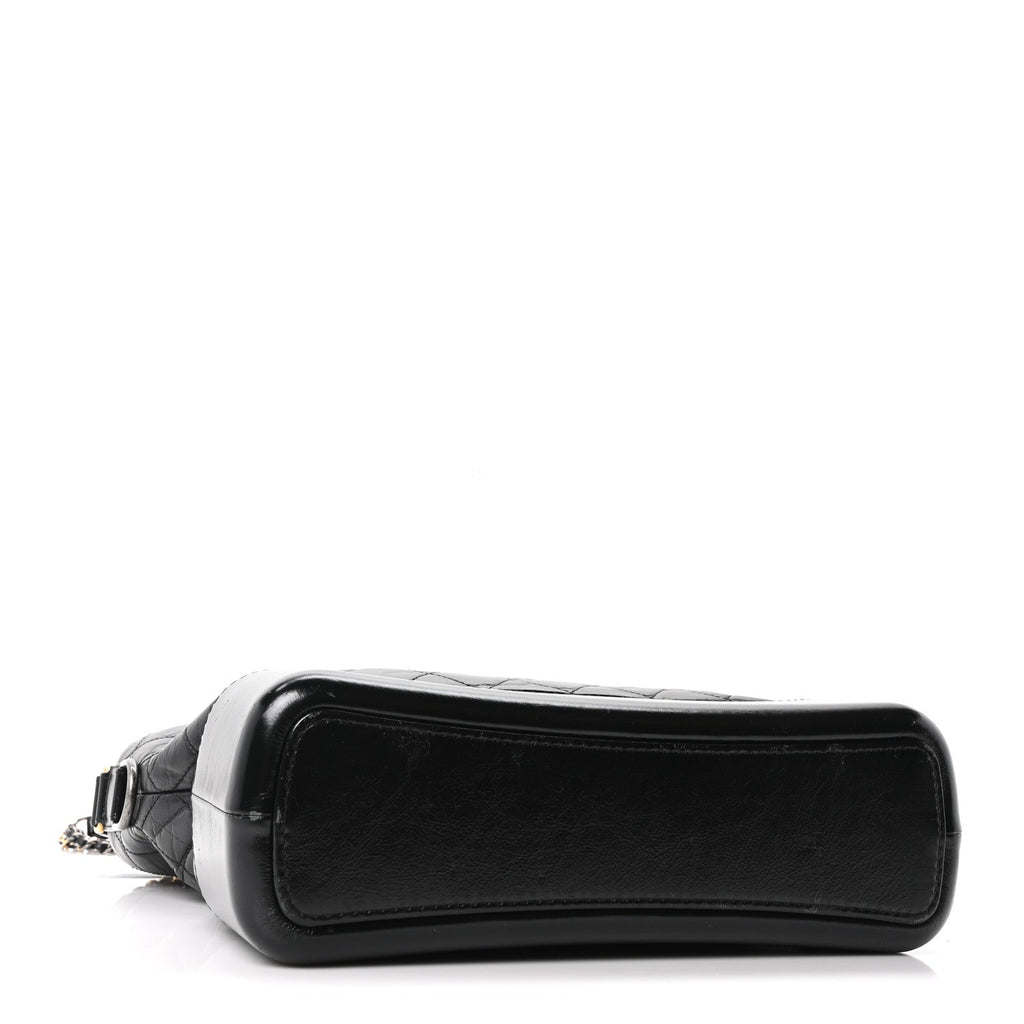 Aged Calfskin Quilted Large Gabrielle Hobo Black