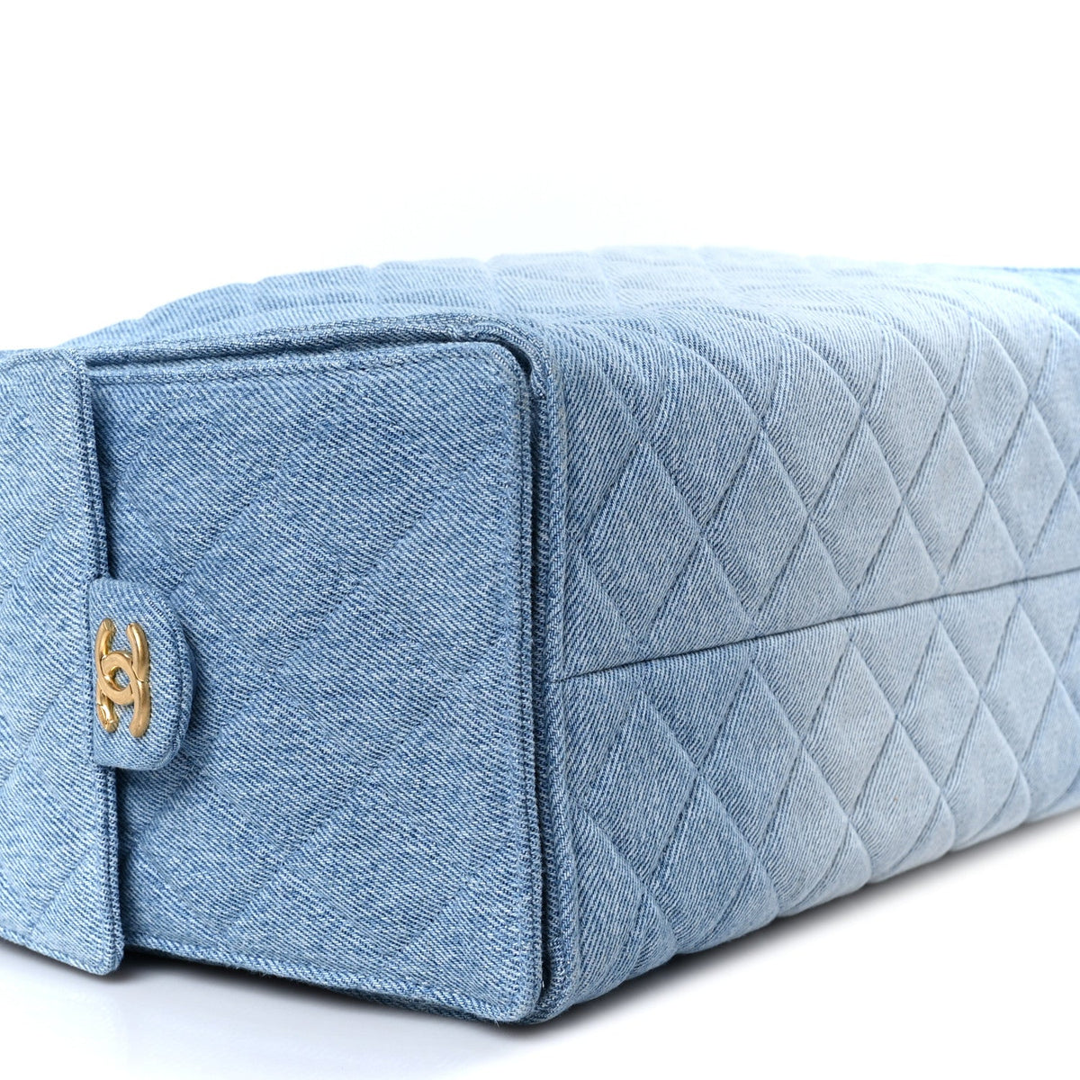Washed Denim Quilted Medium Chanel 25 Handbag Blue