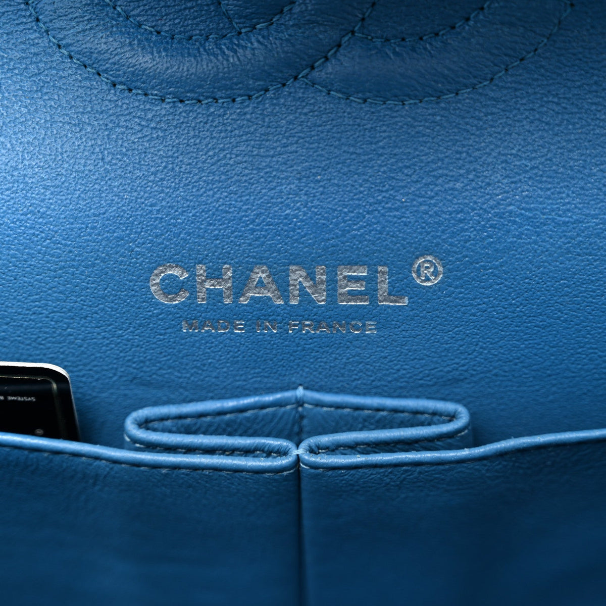 Iridescent Caviar Quilted Medium Double Flap Blue