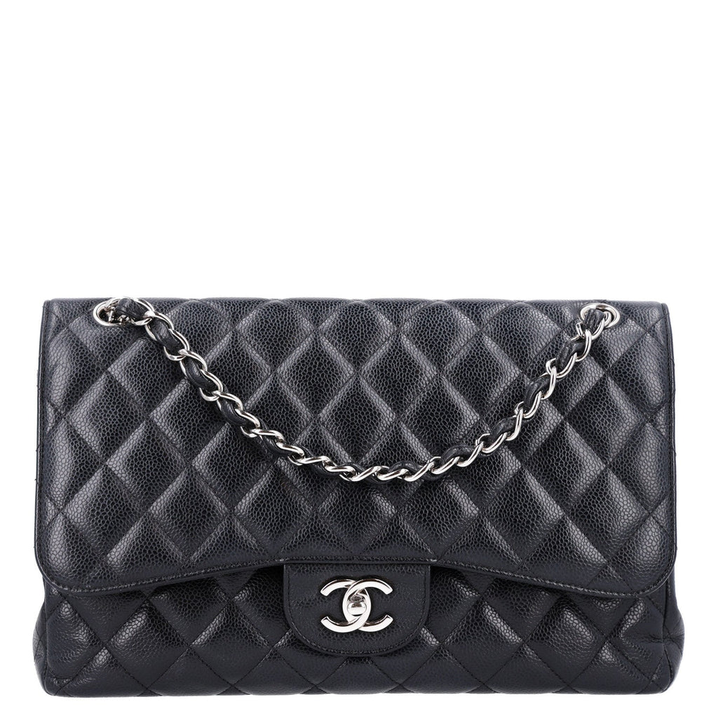Caviar Quilted Jumbo Double Flap Black