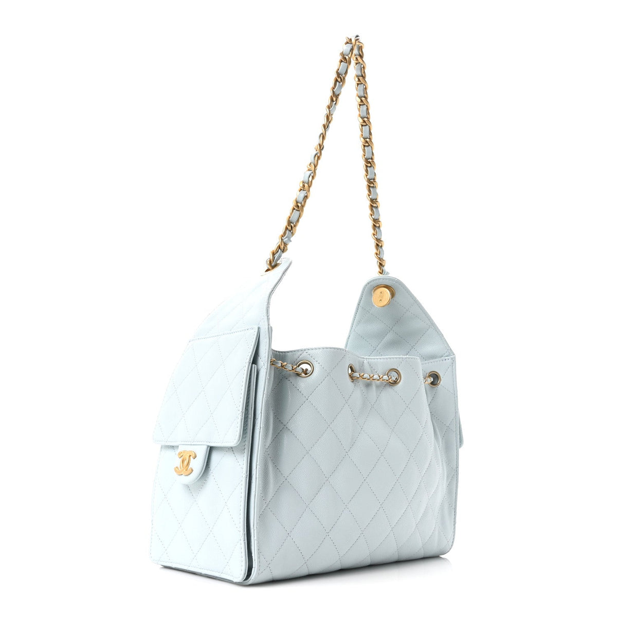 Caviar Quilted Small Chanel 25 Handbag Light Blue