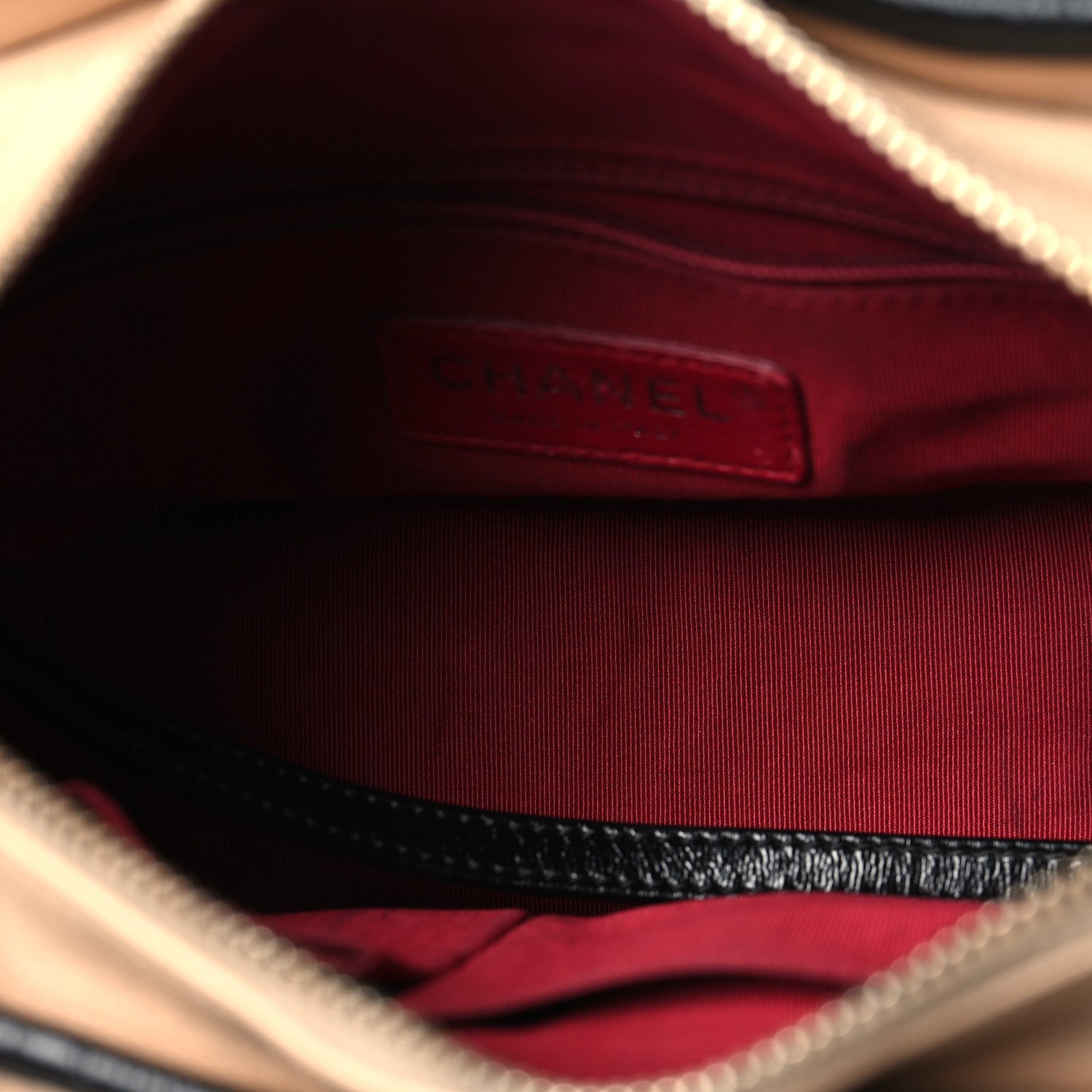 Aged Calfskin Quilted Small Gabrielle Hobo Beige Black