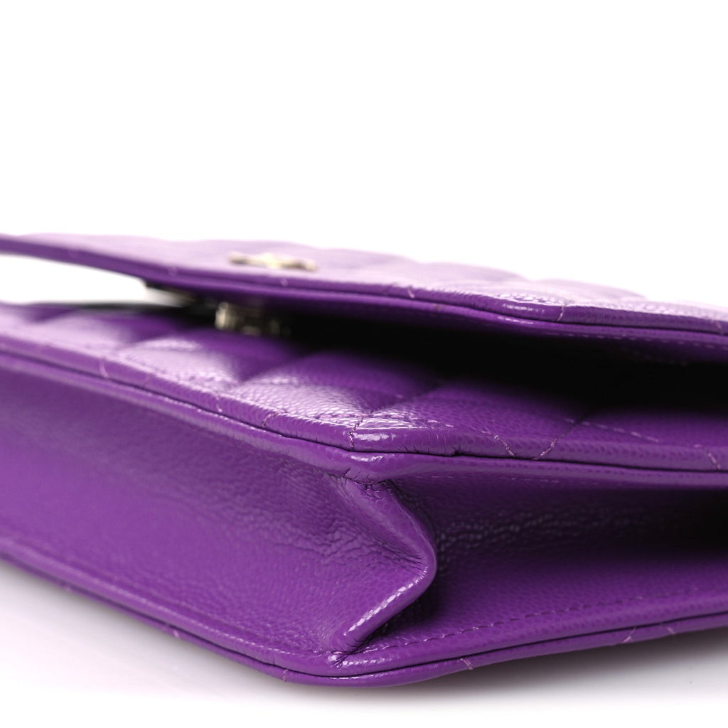Caviar Quilted Wallet On Chain WOC Purple