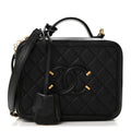 Caviar Quilted Medium CC Filigree Vanity Case Black