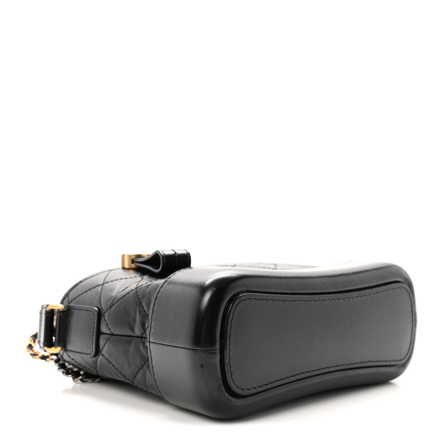 Aged Calfskin Quilted Small Gabrielle Hobo Black