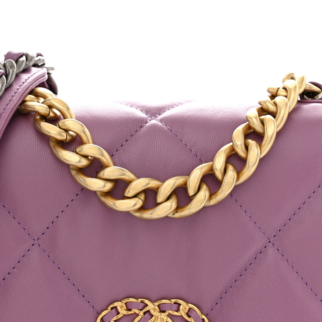 Goatskin Quilted Medium Chanel 19 Flap Violet Purple