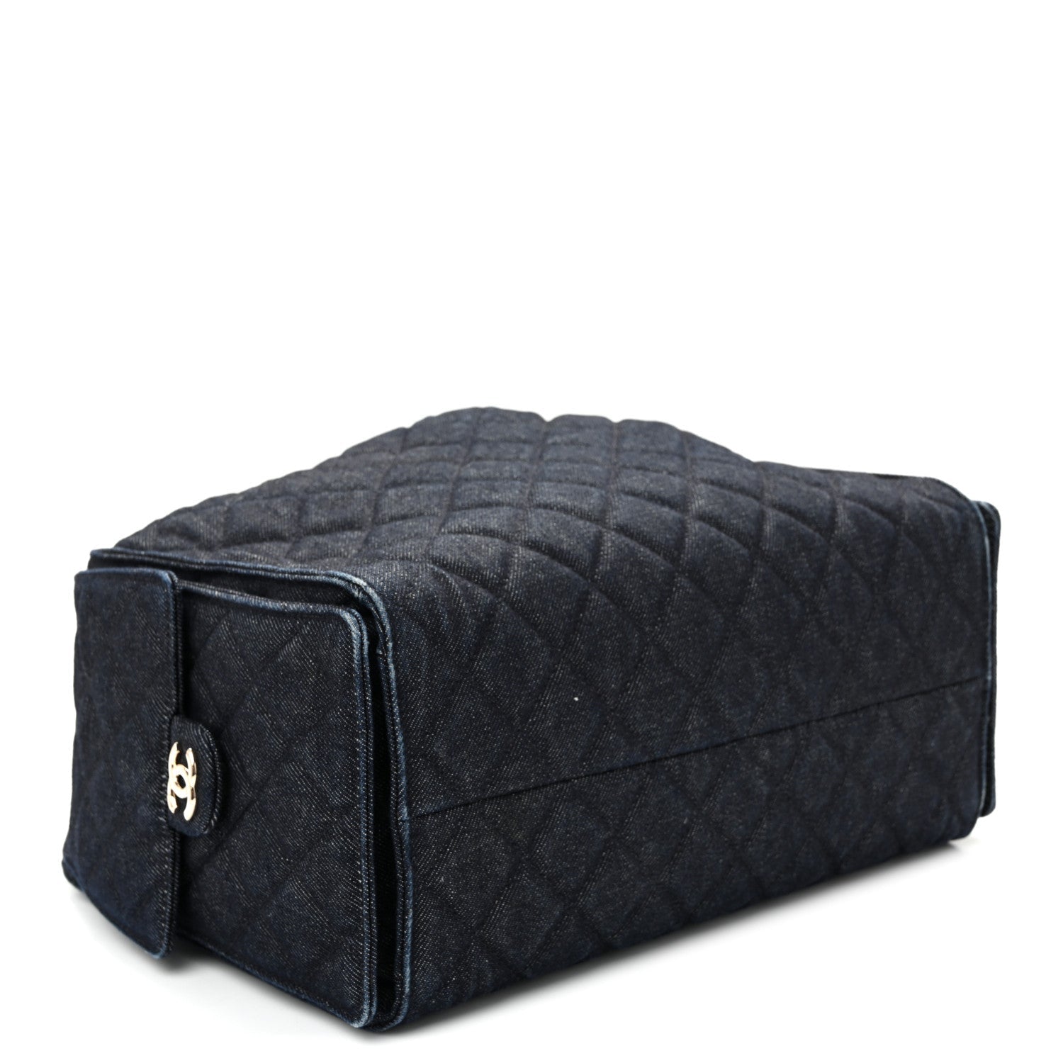 Denim Quilted Medium Chanel 25 Handbag Dark Blue