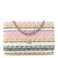 Metallic Tweed Quilted Wallet On Chain WOC White Multicolor