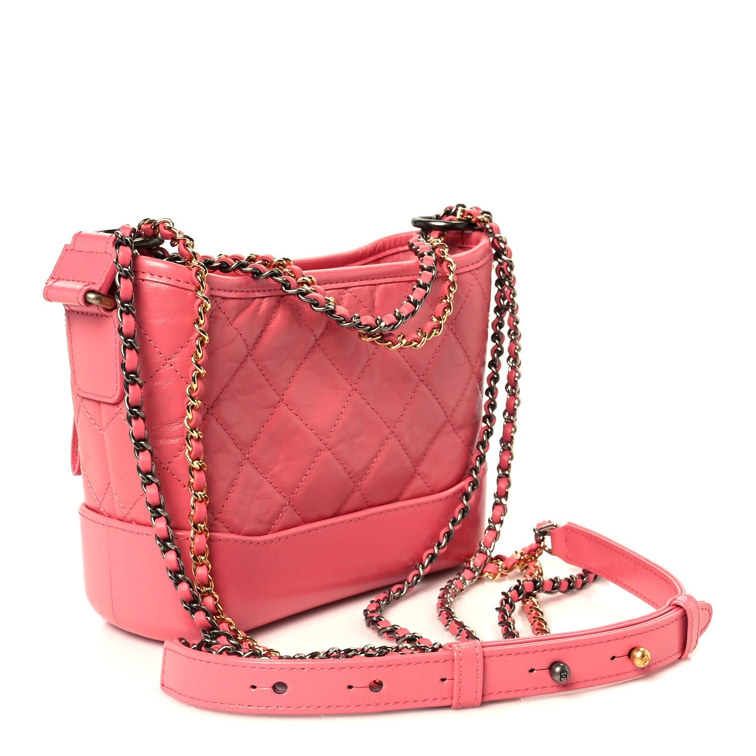 Aged Calfskin Quilted Small Gabrielle Hobo Pink
