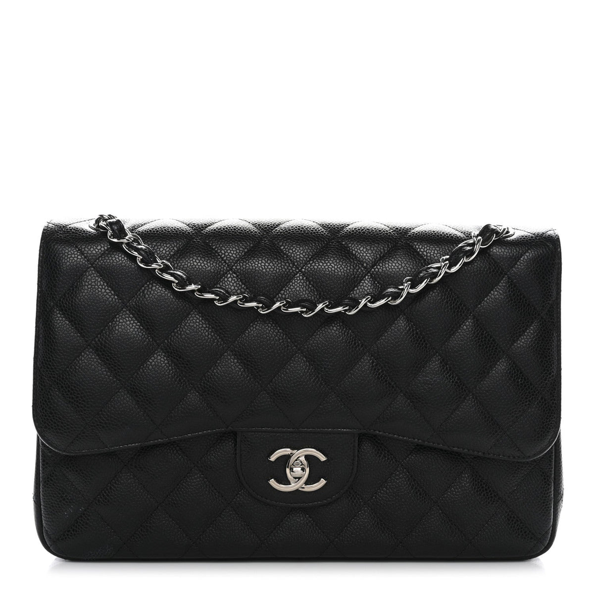 Caviar Quilted Jumbo Double Flap Black