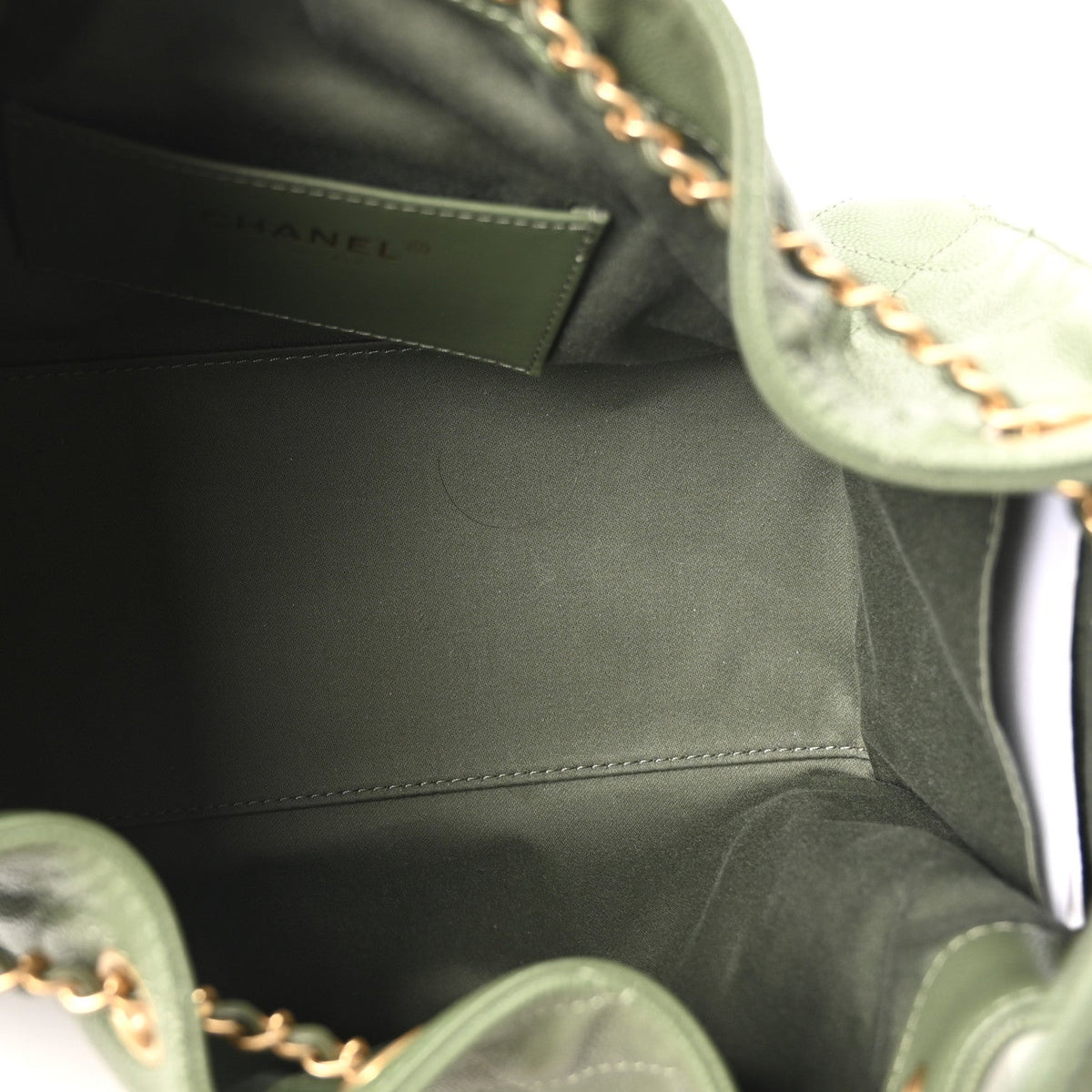 Caviar Quilted Small Chanel 25 Handbag Khaki