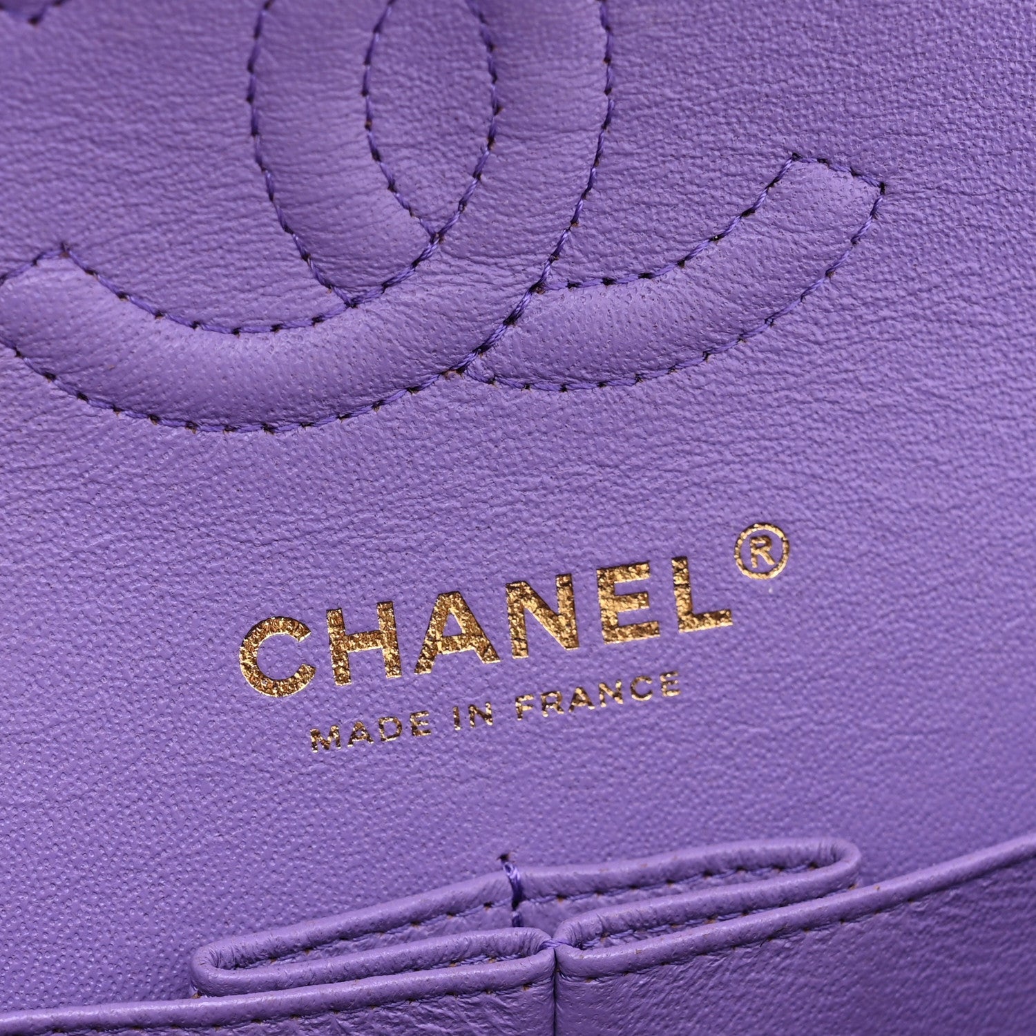 Caviar Quilted Small Double Flap Purple