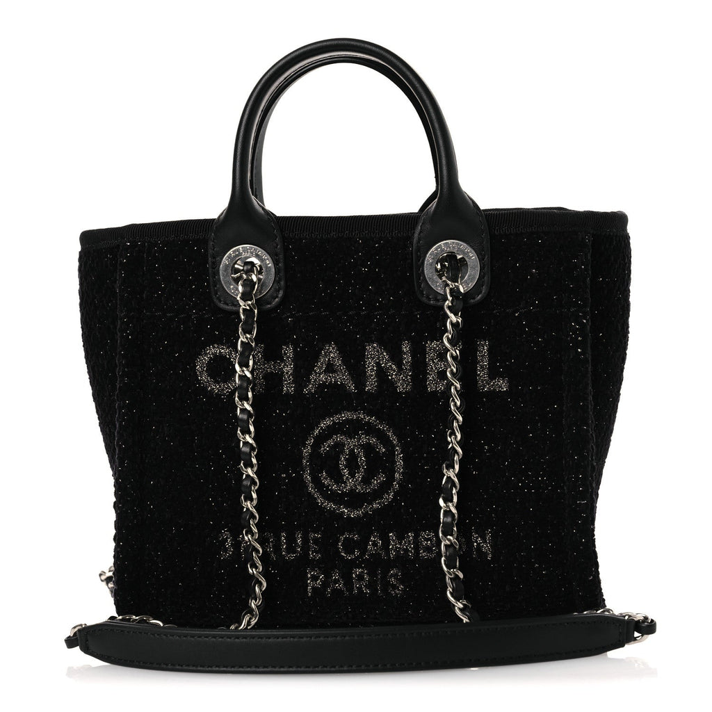 Lurex Canvas Mini Deauville Tote Black