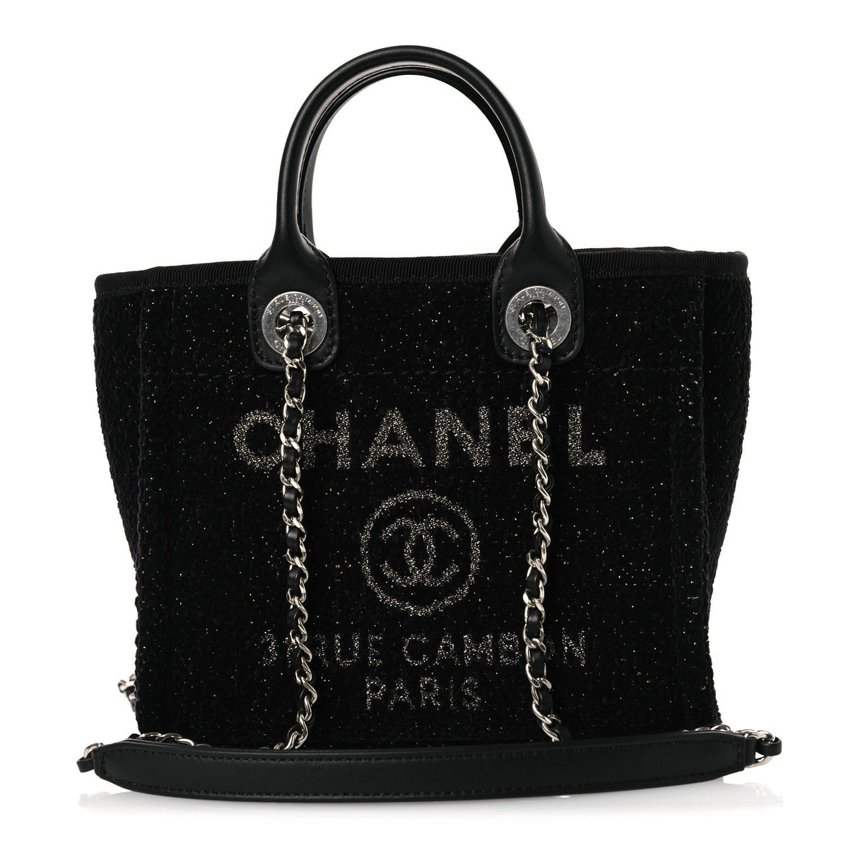 Lurex Canvas Mini Deauville Tote Black