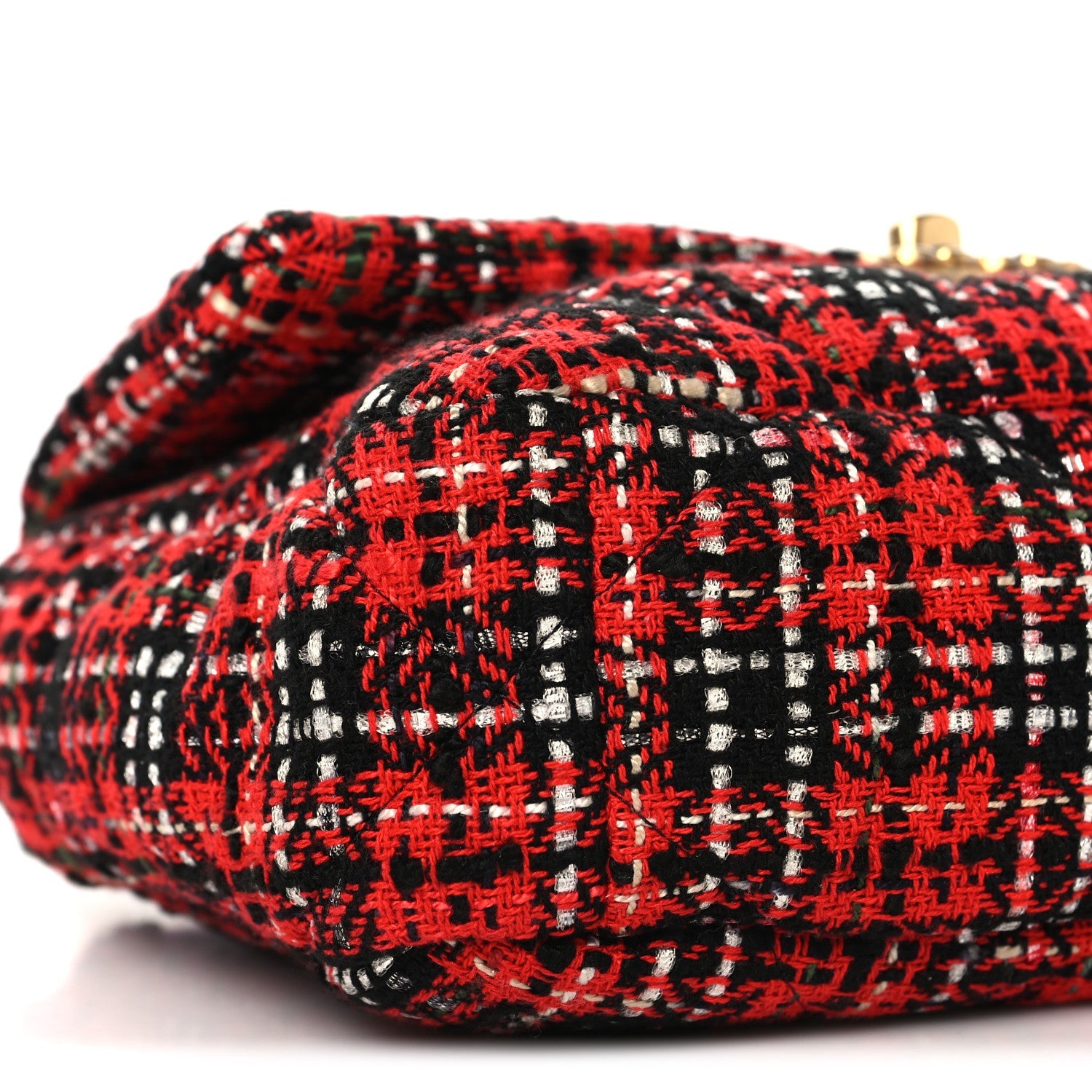 Tweed Quilted Medium Chanel 19 Flap Red Black