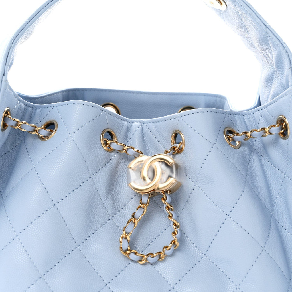 Caviar Quilted Small Chanel 25 Handbag Light Blue