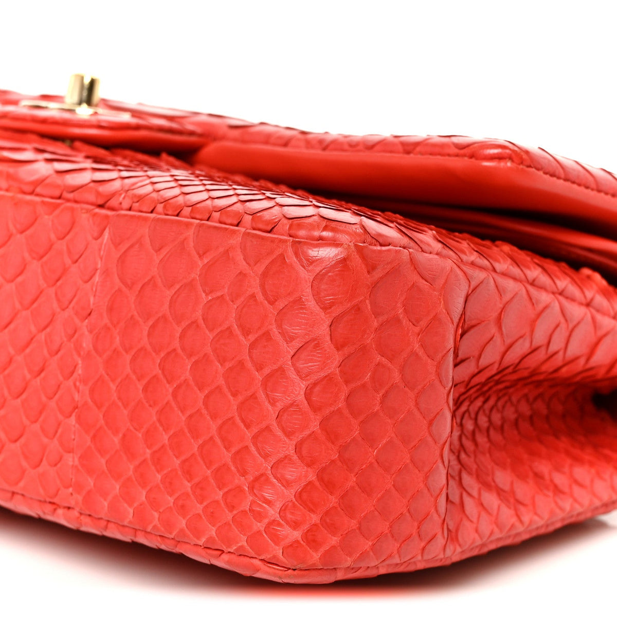Snakeskin Medium Double Flap Red