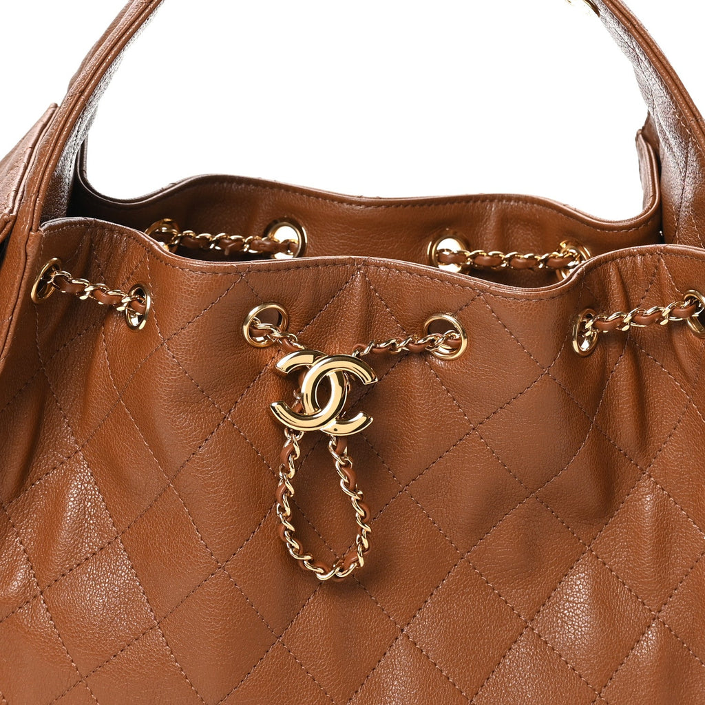 Goatskin Quilted Small Chanel 25 Handbag Camel
