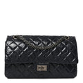 Glazed Calfskin Quilted 2.55 Reissue 225 Flap Dark Navy Blue