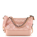 Iridescent Aged Calfskin Quilted Small Gabrielle Hobo Rose Rose