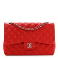 Lambskin Quilted Jumbo Double Flap Red
