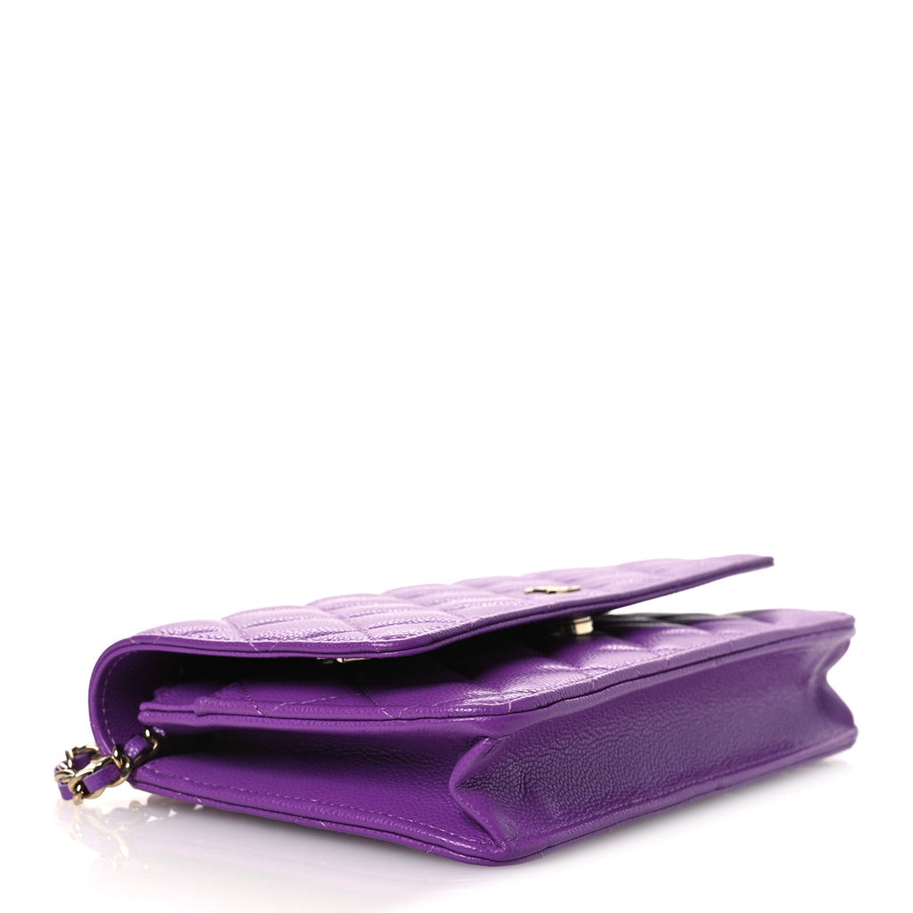 Caviar Quilted Wallet On Chain WOC Purple