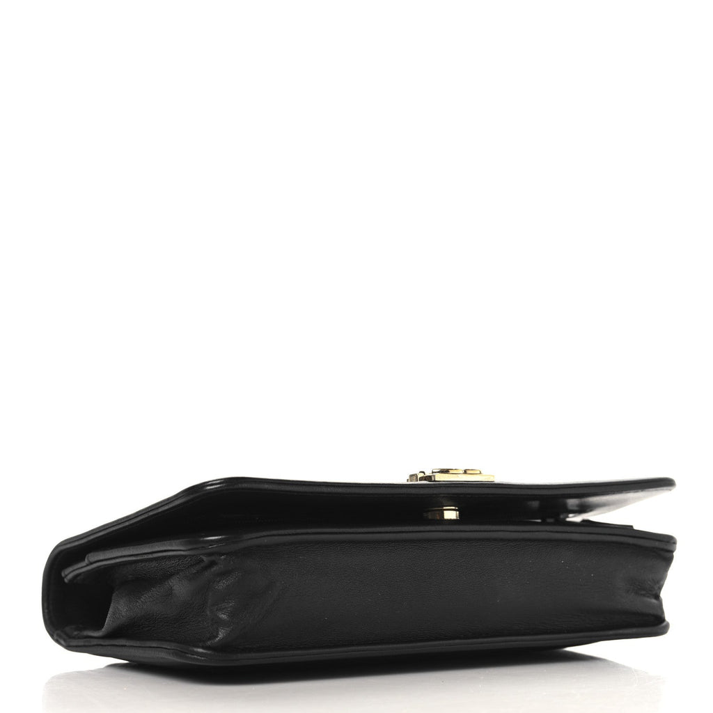 LAmbskin Chevron Boy Wallet On Chain WOC Black