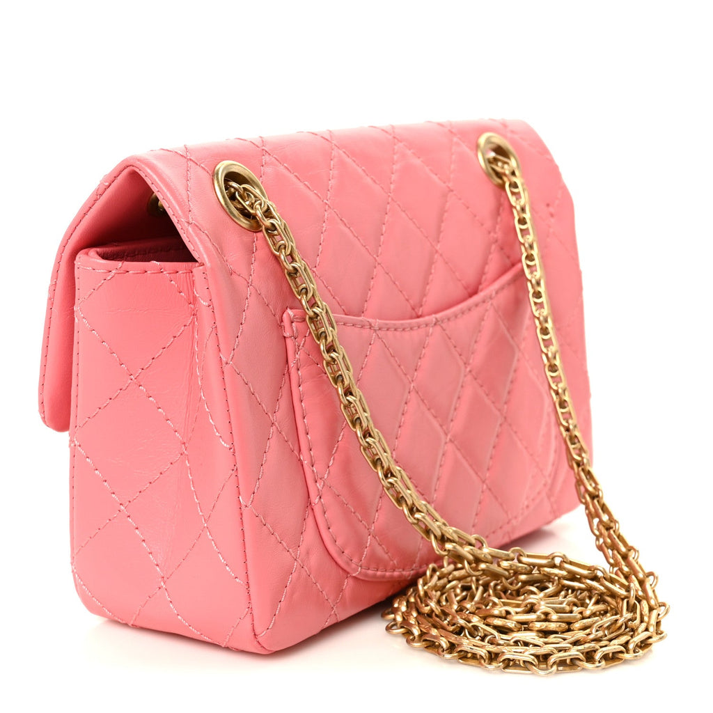Aged Calfskin Quilted 2.55 Reissue Mini Flap Pink
