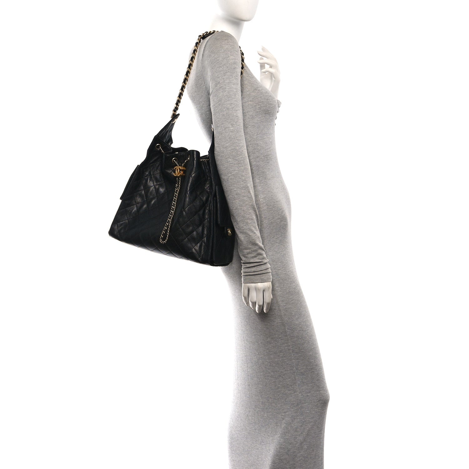 Caviar Quilted Medium Chanel 25 Handbag Black