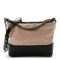 Aged Calfskin Quilted Medium Gabrielle Hobo Beige Black