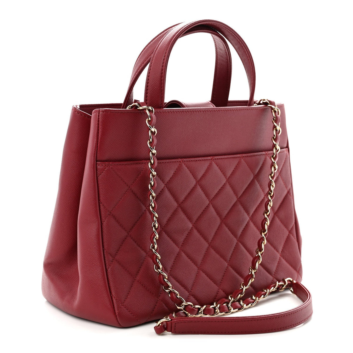 Caviar Quilted Small Business Affinity Shopping Bag Dark Red