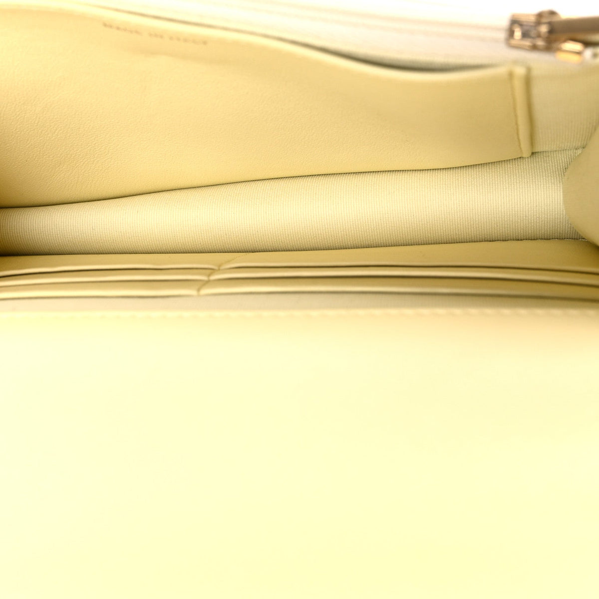 Lambskin Quilted CC Camellia Crush Wallet on Chain WOC Light Yellow