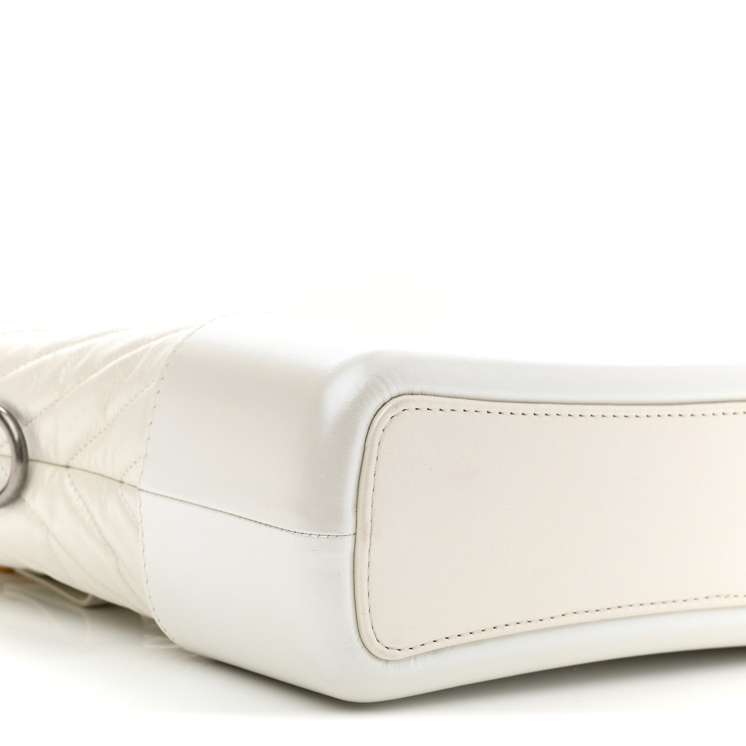 Aged Calfskin Chevron Quilted Medium Gabrielle Hobo White