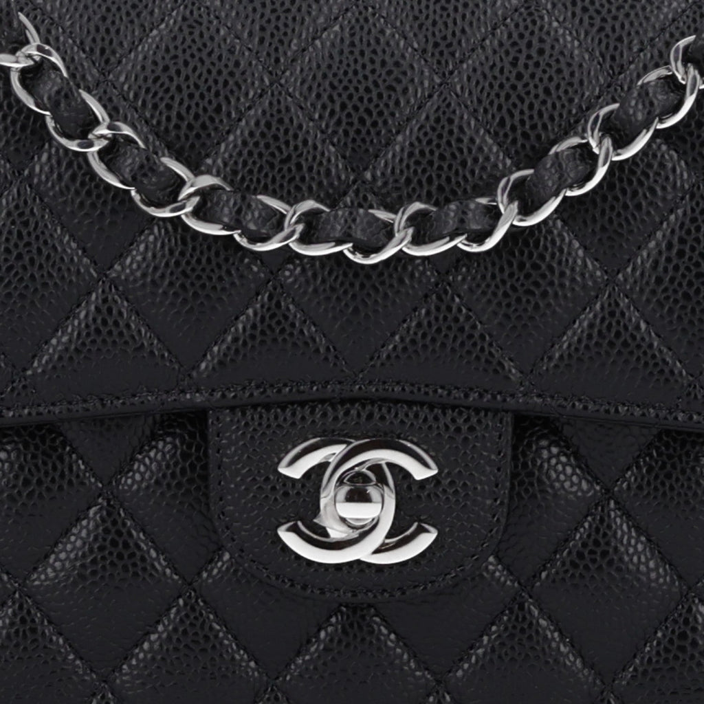 Caviar Quilted Small Double Flap Black