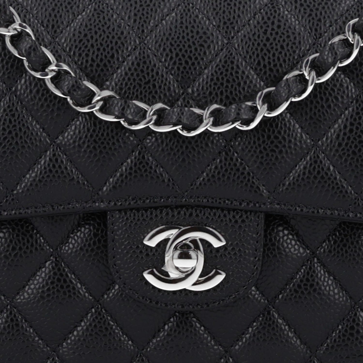 Caviar Quilted Small Double Flap Black