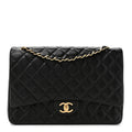 Lambskin Quilted Maxi Double Flap Black