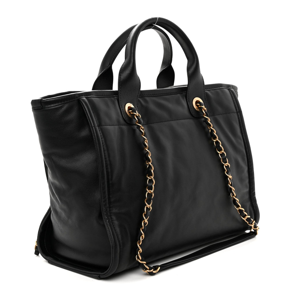 Calfskin Small Deauville Tote Black