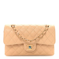 Caviar Quilted Small Double Flap Beige