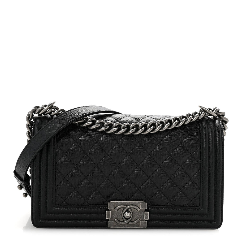 Caviar Quilted Medium Boy Flap Black