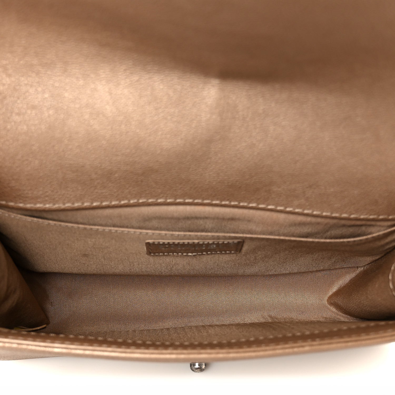 Metallic Calfskin Quilted Medium Boy Flap Taupe