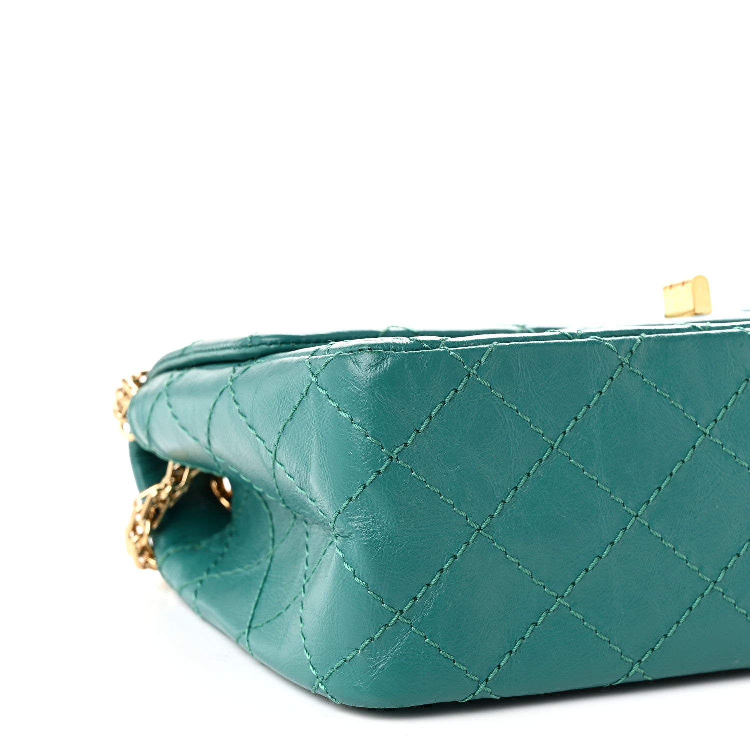 Aged Calfskin Quilted 2.55 Reissue Mini Flap Green