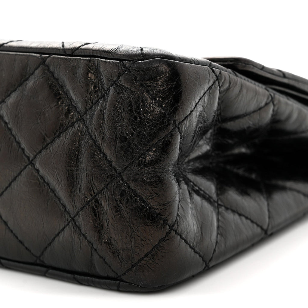 Metallic Aged Calfskin Quilted 2.55 Reissue 227 Flap Black