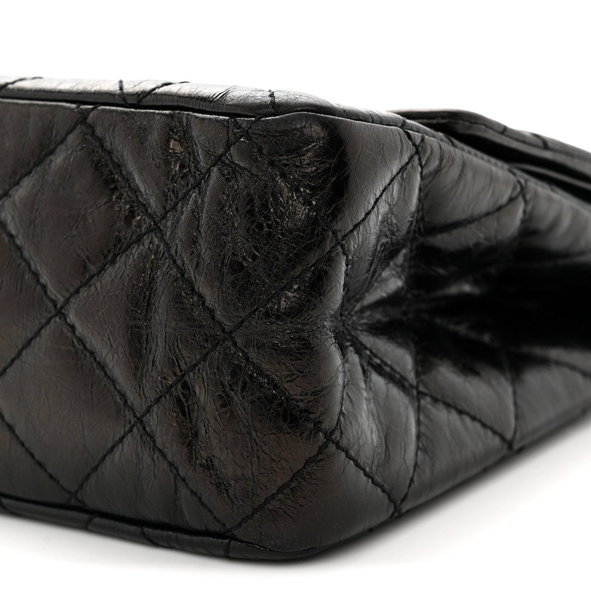 Metallic Aged Calfskin Quilted 2.55 Reissue 227 Flap Black
