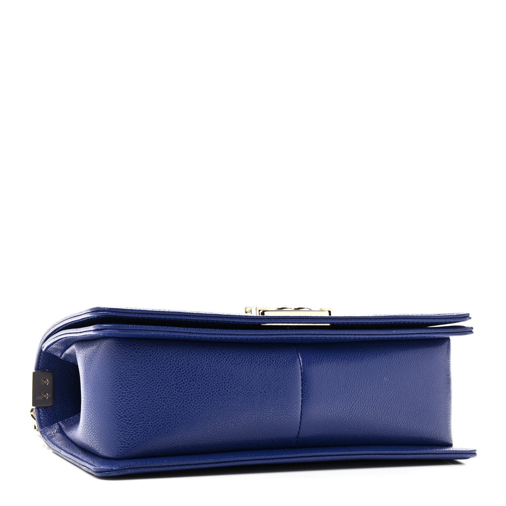 Caviar Quilted Medium Boy Flap Blue