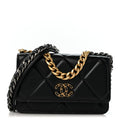Lambskin Quilted Chanel 19 Wallet On Chain WOC Black