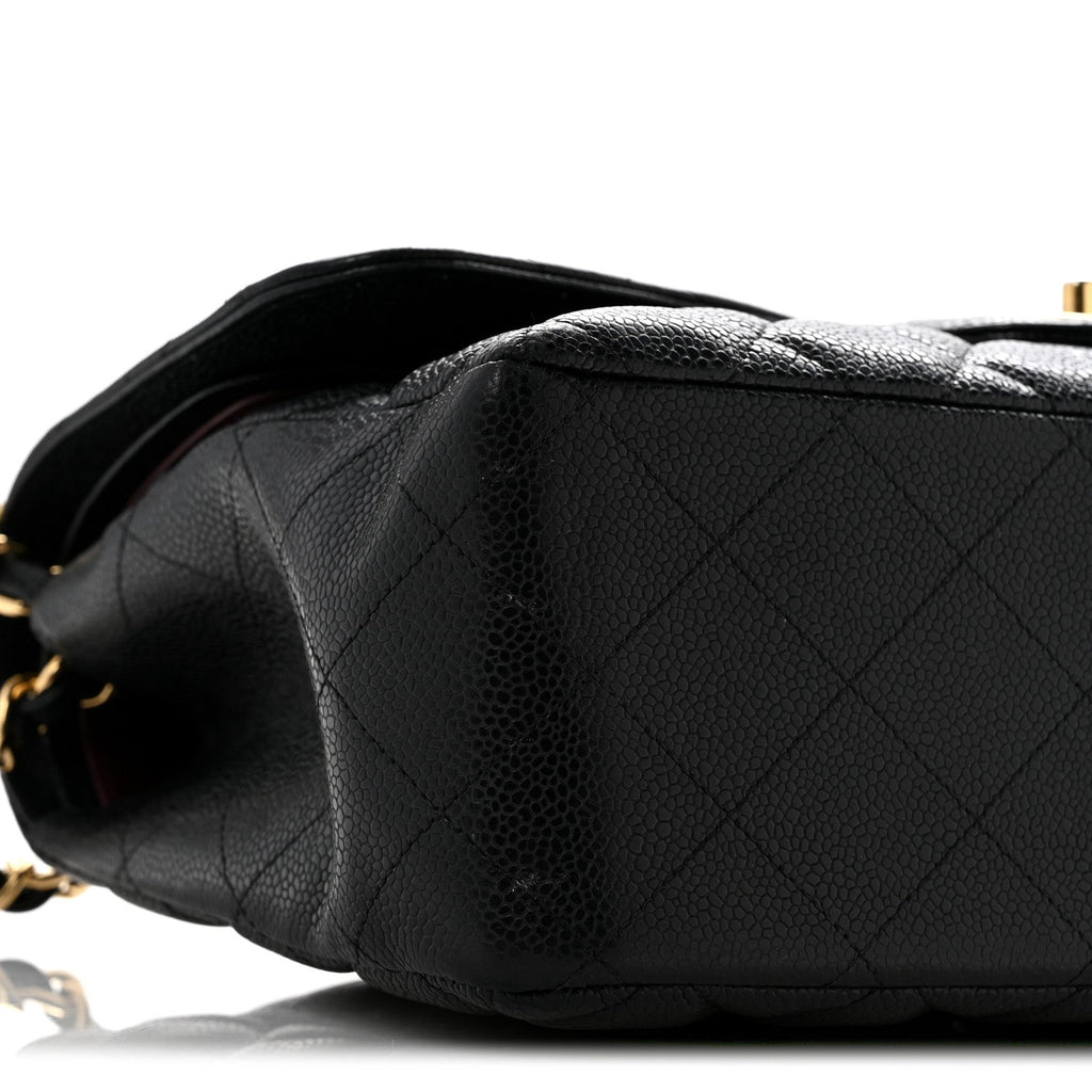 Caviar Quilted Jumbo Double Flap Black