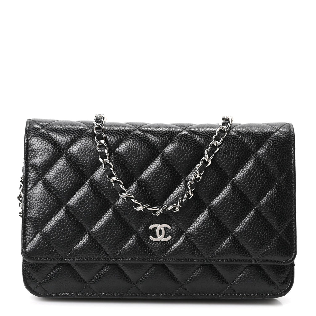 Caviar Quilted Wallet on Chain WOC Black